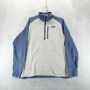 Patagonia Sweater Mens L Gray Blue Better Sweater 1/4 Zip Pullover Colorblock